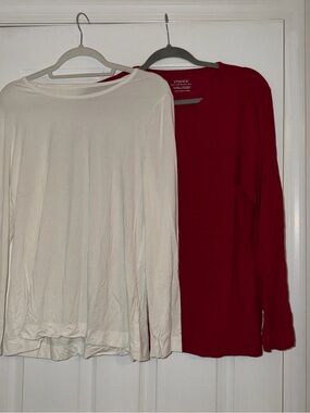 Lot of Two Chico's Long Sleeve Tops in Cream and Red